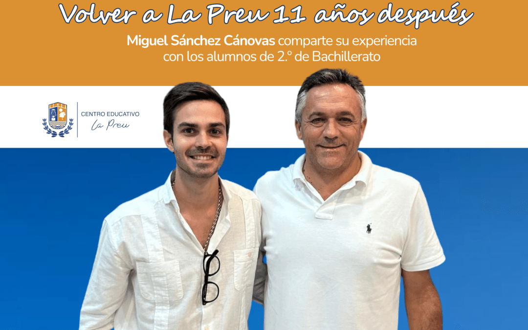 Miguel Sánchez Cánovas, antiguo alumno de La Preu, durante su encuentro con estudiantes de 2.º de Bachillerato.